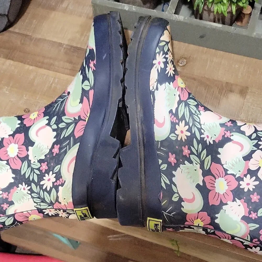 Western Chief Garden Rain Boots Womens Sz 8 Multicolor Floral Gorpcore, Utility